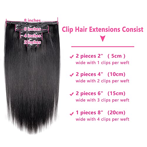 18 Inch 7 Piece Remy Human Hair Clip-In Extensions Natural Brown - Image 3