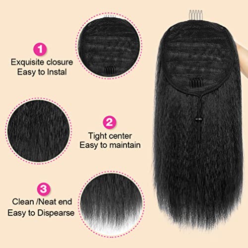 20 Inch 100% Human Hair Drawstring Ponytail Extension for Instant Volume and Length - Image 4