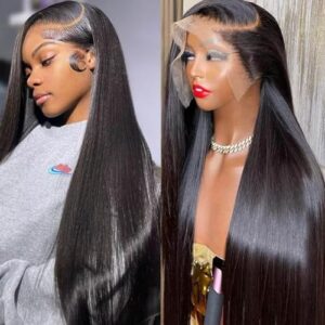 Human hair full lace front wig.