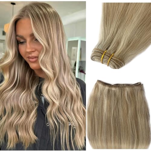 Human hair sew in hair extensions.