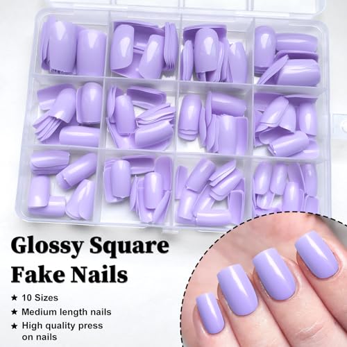 Lavender Square Acrylic Nails - Image 4