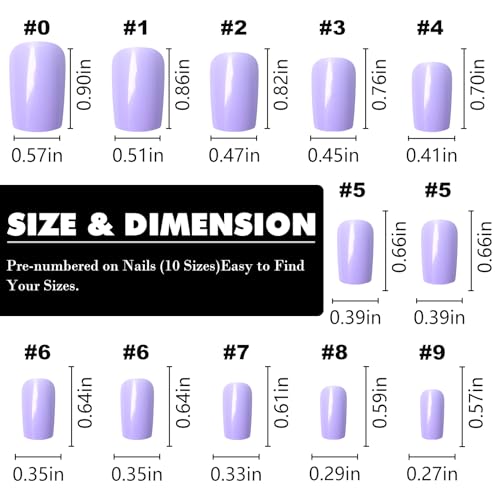 Lavender Square Acrylic Nails - Image 2