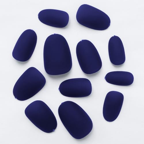 Matte Dark Blue Acrylic Nails - Image 5
