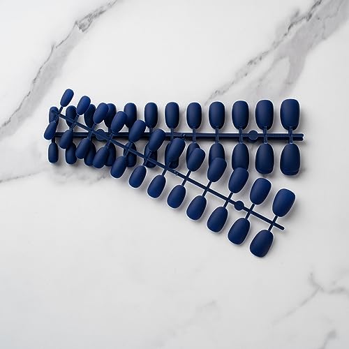 Matte Dark Blue Acrylic Nails - Image 7