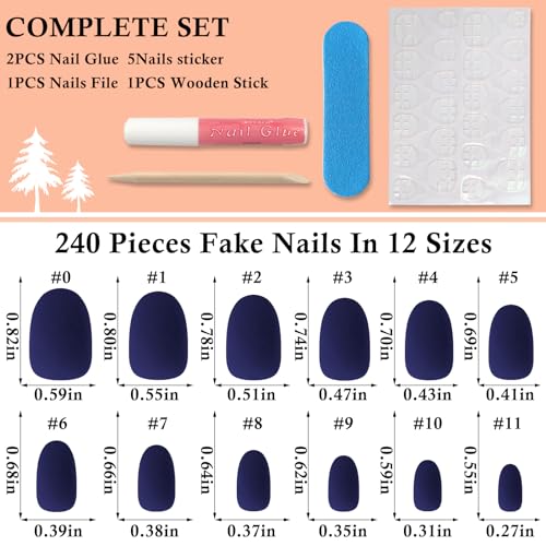 Matte Dark Blue Acrylic Nails - Image 2