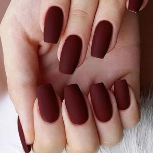 Matte Dark Red Acrylic Nails
