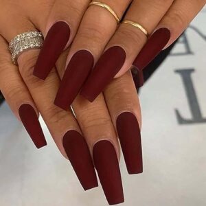 ?Matte Red Acrylic Nails?