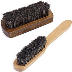 Natural horse hair brush for grooming and cleaning.
