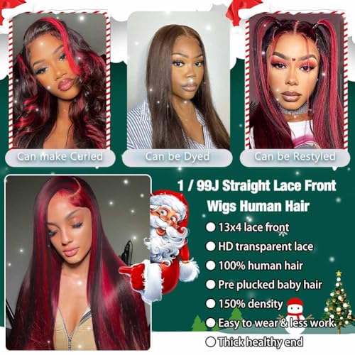 Ombre Red Human Hair Wig - Image 2