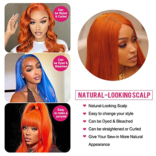 Orange Lace Front Human Hair Wig - Image 3