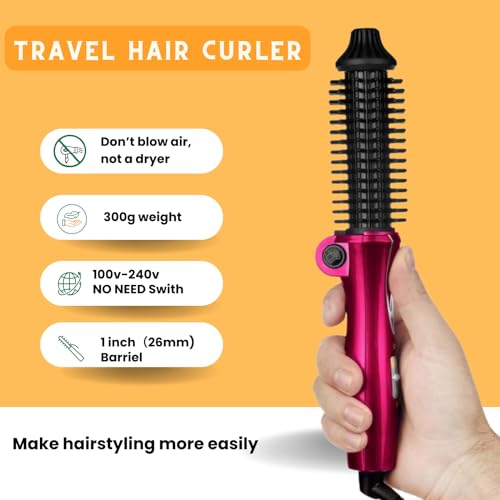 Phoebe Compact Mini Curling Iron Brush Travel Size Dual Voltage - Image 3