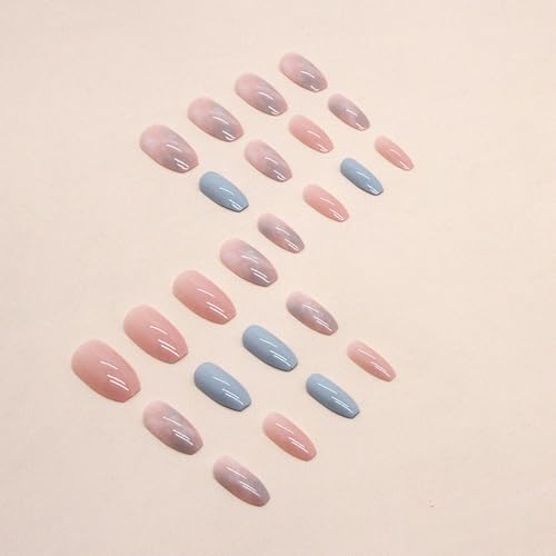 Pink and grey acrylic nails design. - Image 3