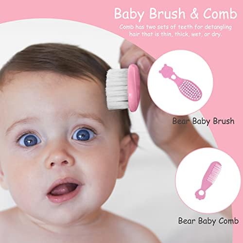 Pink baby hair brush for gentle grooming. - Image 3