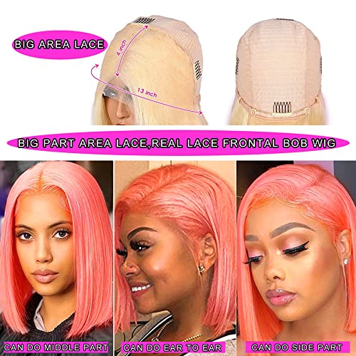 Pink Human Hair Bob Wig 8 Inches - Image 4