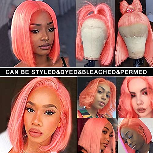Pink Human Hair Bob Wig 8 Inches - Image 5