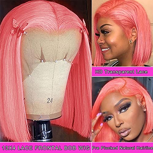 Pink Human Hair Bob Wig 8 Inches - Image 3