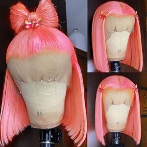 Pink Lace Front Wig Human Hair