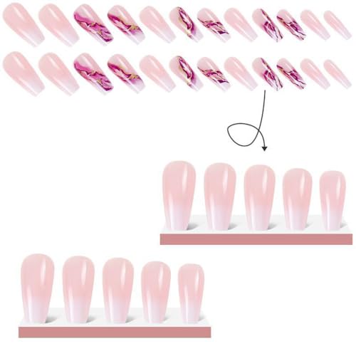 Purple and gold acrylic nails design. - Image 3