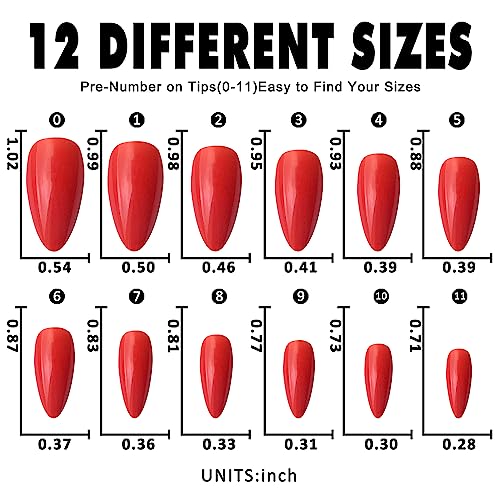 Red Almond Acrylic Nails - Image 4