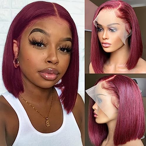 Red Human Hair Bob Wig
