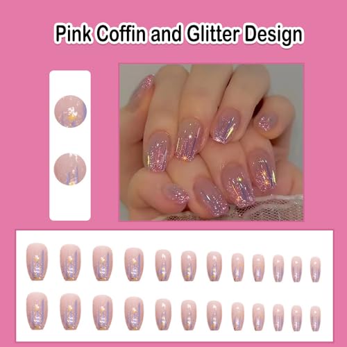 Short Ombre Acrylic Coffin Nails - Image 2
