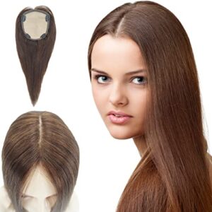 18 Inch Silk Base Natural Human Hair Topper for Seamless Hair Enhancement