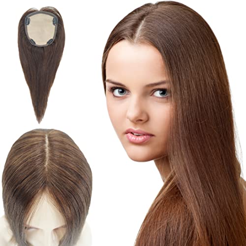 18 Inch Silk Base Natural Human Hair Topper for Seamless Hair Enhancement