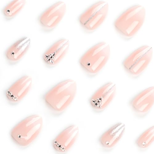 Sparkly almond-shaped acrylic nails. - Image 3