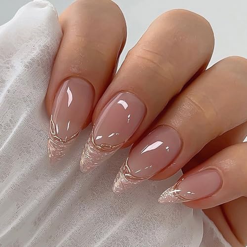 Sparkly gel tips for glamorous nails.