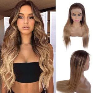22 Inch Strawberry Blonde Human Hair Wig for Women, Natural Loose Wave Style