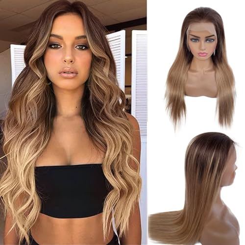 22 Inch Strawberry Blonde Human Hair Wig for Women, Natural Loose Wave Style