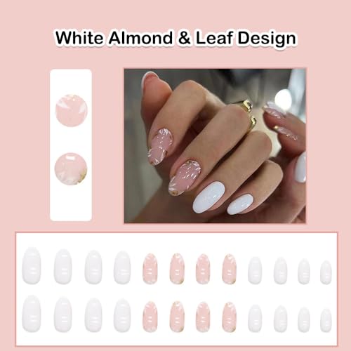 White acrylic nails in oval shape. - Image 2