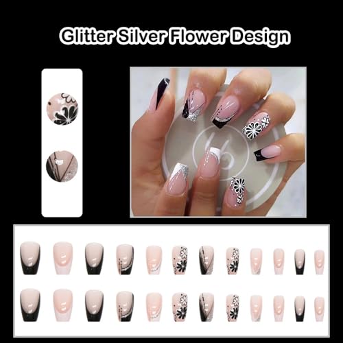 White Short Coffin Acrylic Nails - Image 2