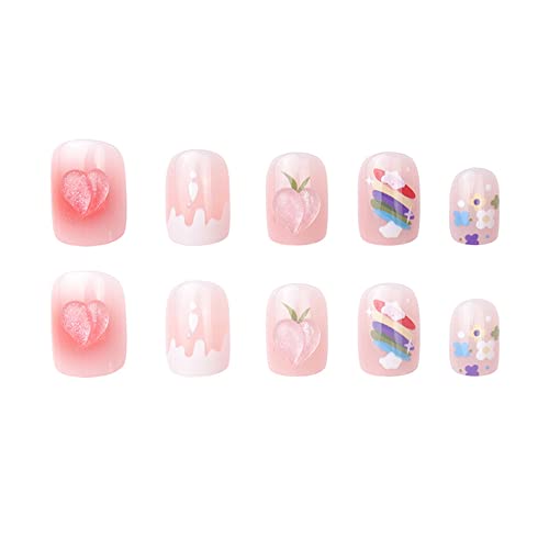 Blue butterfly design on acrylic nails. - Image 3