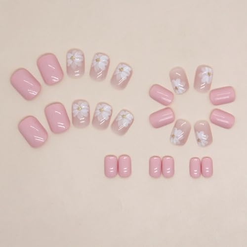 Light Pink Acrylic Short Nails Press-On Kit 24 Count Easy Application Stylish Finish - Image 3