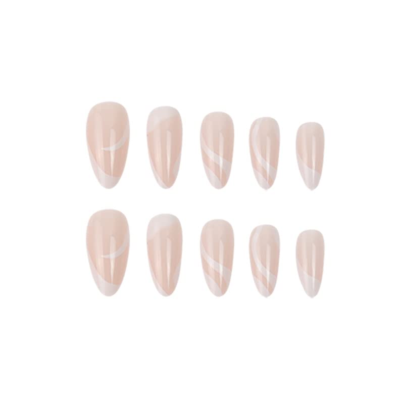 White abstract acrylic nails. - Image 3