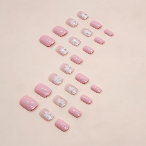 Light Pink Acrylic Short Nails Press-On Kit 24 Count Easy Application Stylish Finish - Image 4