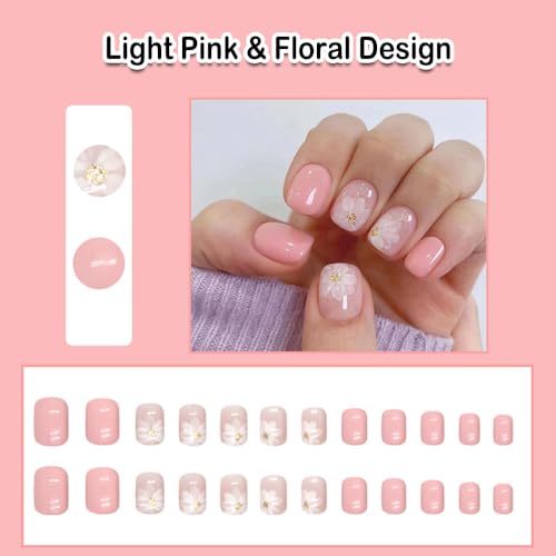 Light Pink Acrylic Short Nails Press-On Kit 24 Count Easy Application Stylish Finish - Image 2