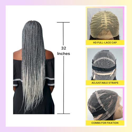 Gray 100% Natural Human Hair Wig - Adjustable Size for Comfortable Wear - Image 3