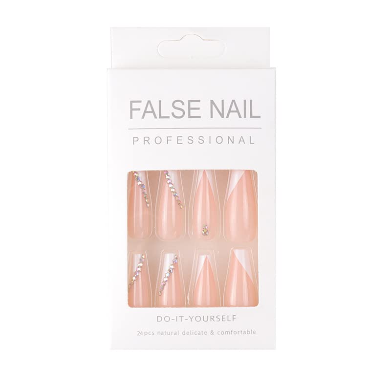 Long French tip acrylic nails. - Image 3