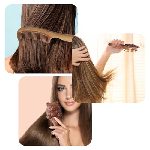 Fluffy Teddy Bear Hair Brush Set - Image 3