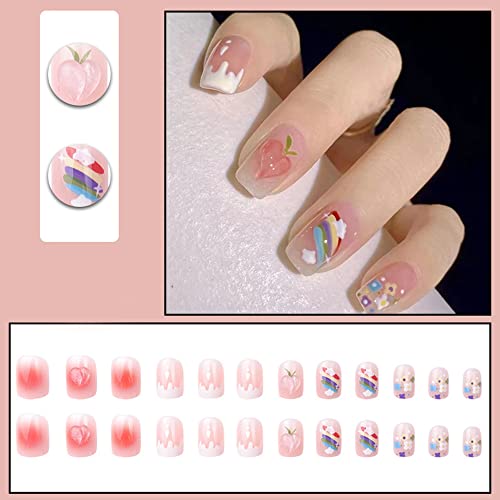 Blue butterfly design on acrylic nails. - Image 2