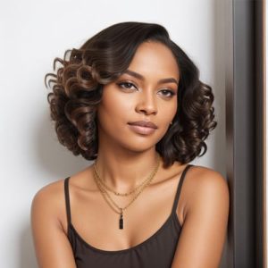 Short Dark Brown Human Hair Wig