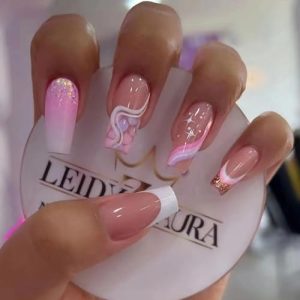 Pink Acrylic Nail Tips 100 Count Medium Square False Nails