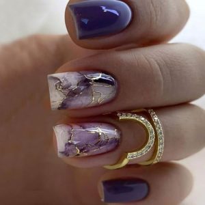 Purple Flame Design 24-Piece Acrylic Nail Set - Medium Size