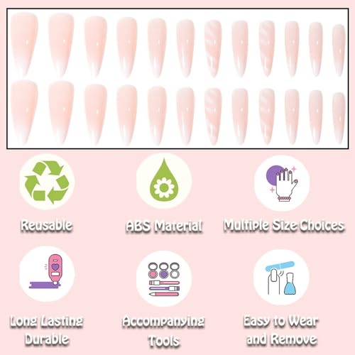 White French Acrylic Nail Set, 24 Pieces, Elegant Manicure, Easy Application - Image 3