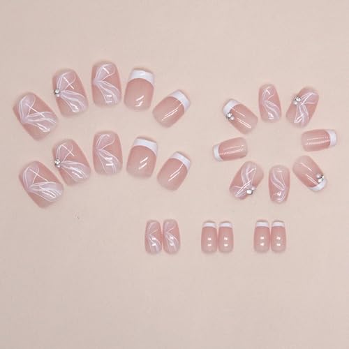 French Gel Nails Set - Stylish Elegant Designs for Perfect Manicure 24 Tips - Image 3