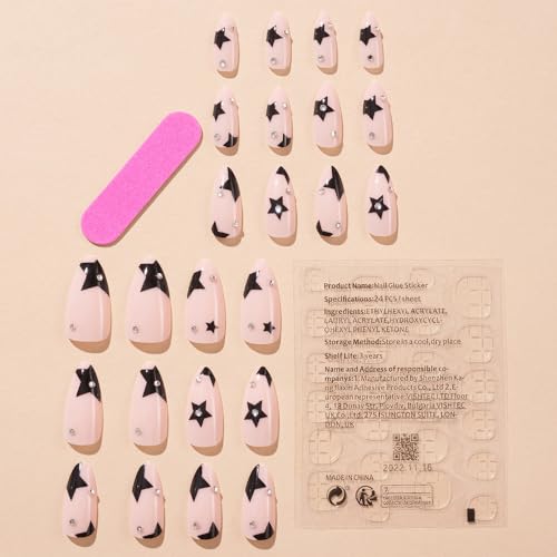 ?Black Short Oval Acrylic Nails? - Image 2