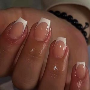 White Tip Acrylic Coffin Nails