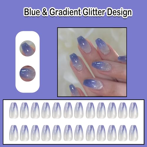 Sparkly acrylic nails with gradient effect. - Image 2